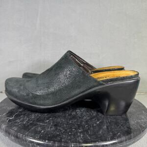 NAOT Dream Black Lace Leather Heeled Mule Slip-On Women’s Size 39/ 8 US